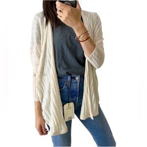 Club Monaco  cream ribbed open knit cardigan draped slouchy half sleeves